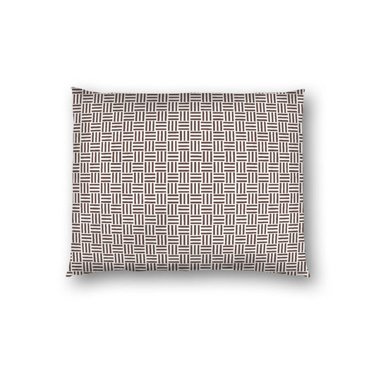 Off-white Cotton Sateen Pillow Sham, Brown Single Weave Motif Print, White Reverse Side, Standard - 20 x 26 inches