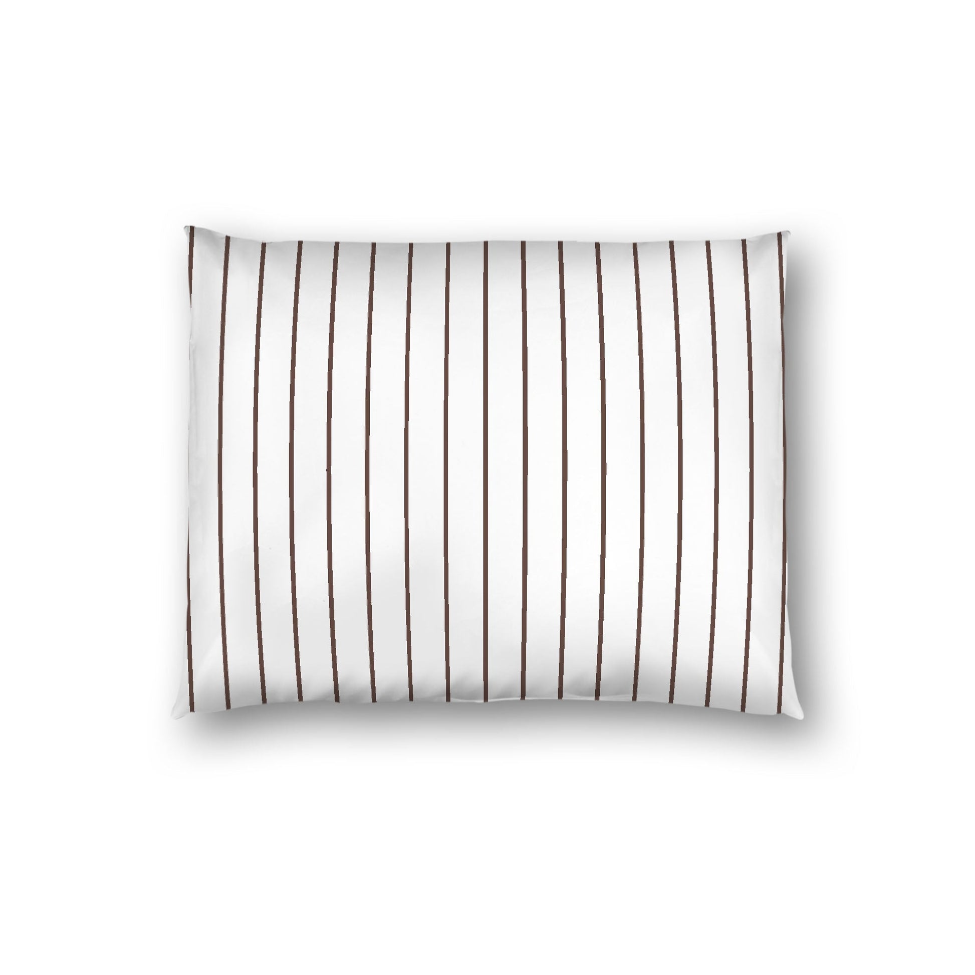 Off-white Cotton Sateen Sham, Brown Stripes on Front, White Reverse Side, Standard - 20 x 26 inches