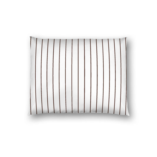 Off-white Cotton Sateen Sham, Brown Stripes on Front, White Reverse Side, Standard - 20 x 26 inches
