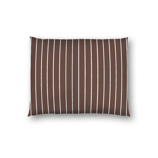 Brown Cotton Sateen Sham, Off-white Stripes on Front, White Reverse Side, Standard - 20 x 26 inches