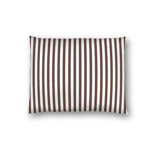 Off-white Cotton Sateen Sham, Thin Brown Bars on Front, White Reverse Side, Standard - 20 x 26 inches