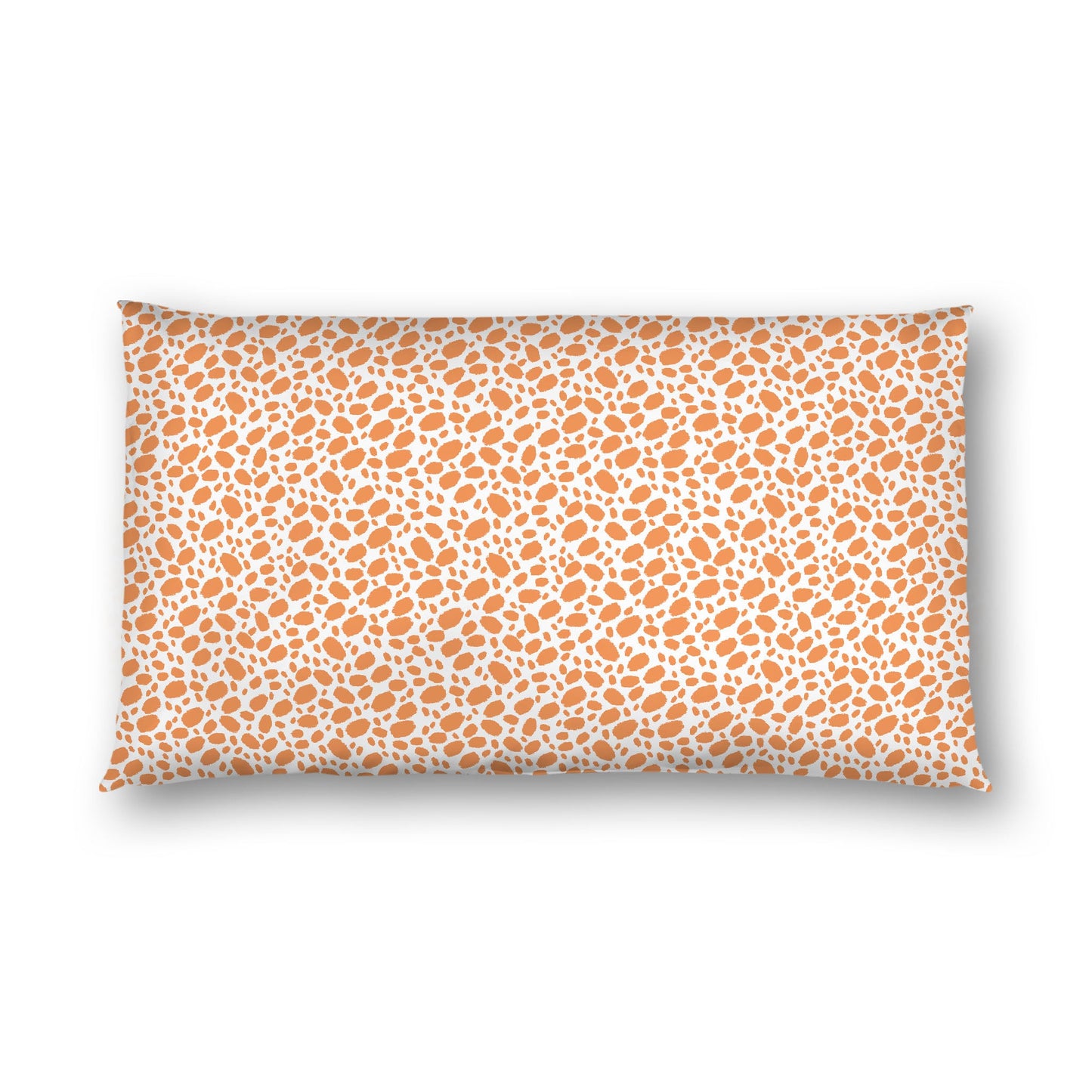 Off-white Cotton Sateen Pillow Sham, Orange Hand-painted Dab Motif Print, Off-white Revese Side, King - 20 x 36 inches
