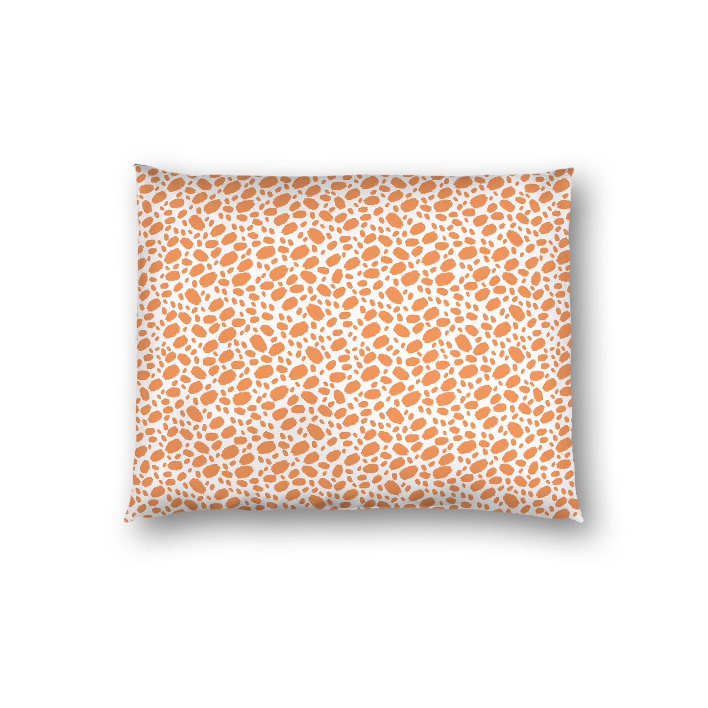 Off-white Cotton Sateen Pillow Sham, Orange Hand-painted Dab Motif Print, Off-white Revese Side, Standard - 20 x 26 inches
