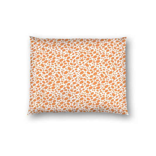 Off-white Cotton Sateen Pillow Sham, Orange Hand-painted Dab Motif Print, Off-white Revese Side, Standard - 20 x 26 inches