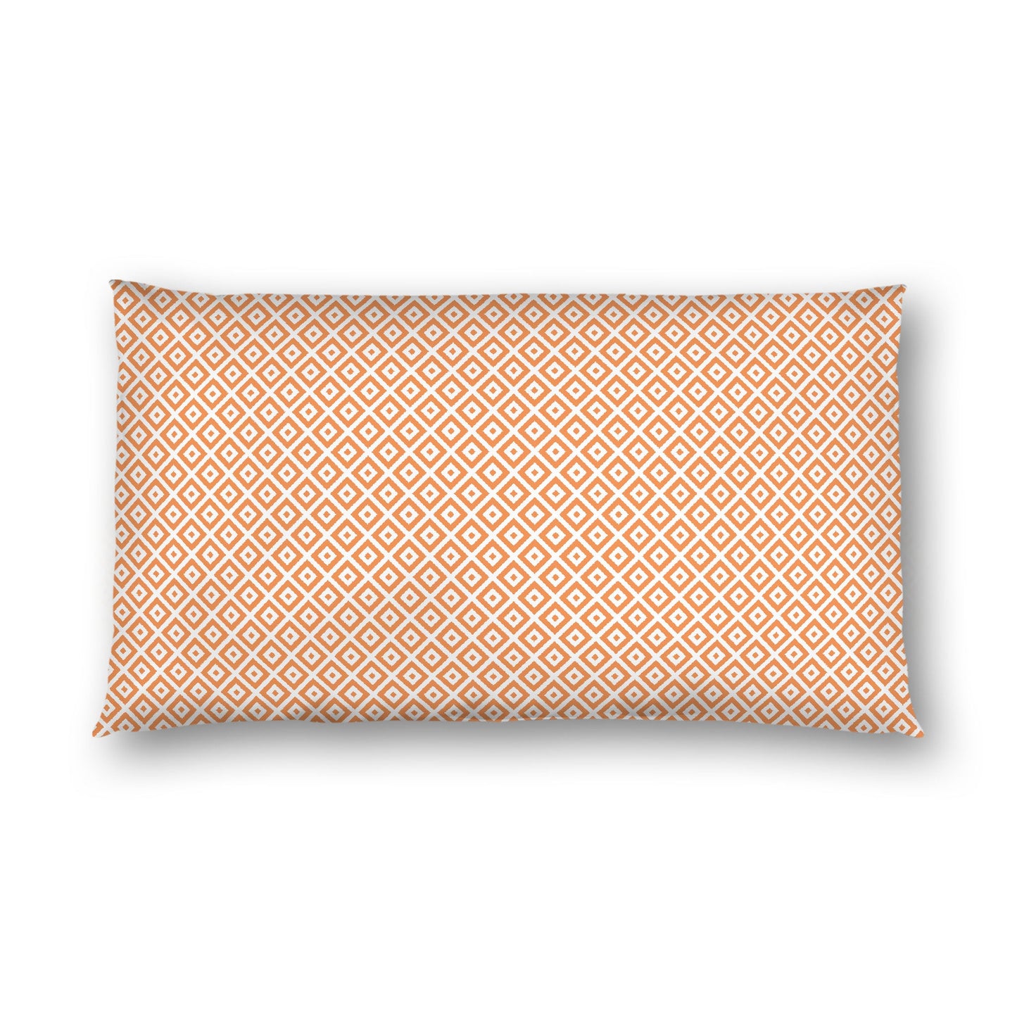 Off-white Cotton Sateen Pillow Sham, Orange Repeating Square Motif Print, Off-white Revese Side, King - 20 x 36 inches