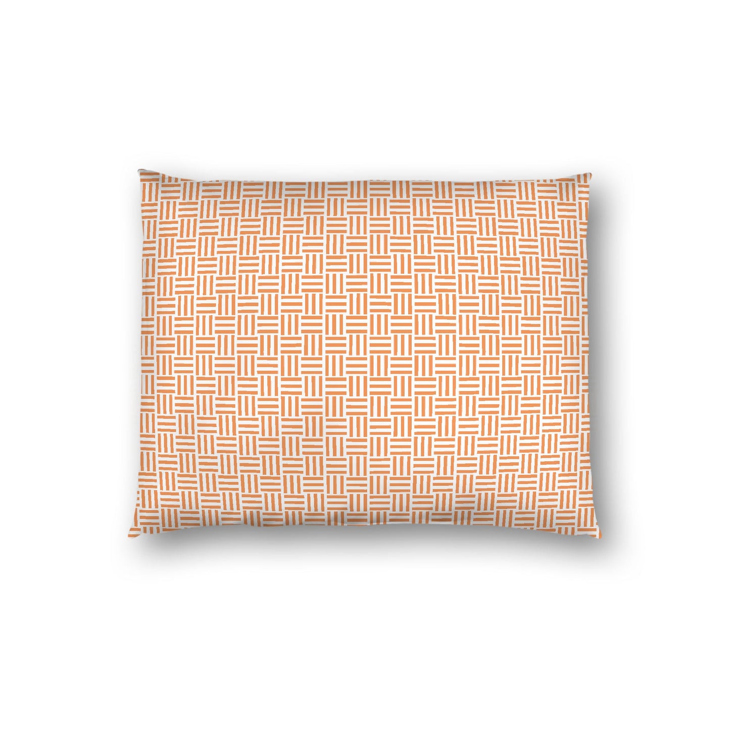 Off-white Cotton Sateen Pillow Sham, Orange Single Weave Motif Print, White Reverse Side, Standard - 20 x 26 inches