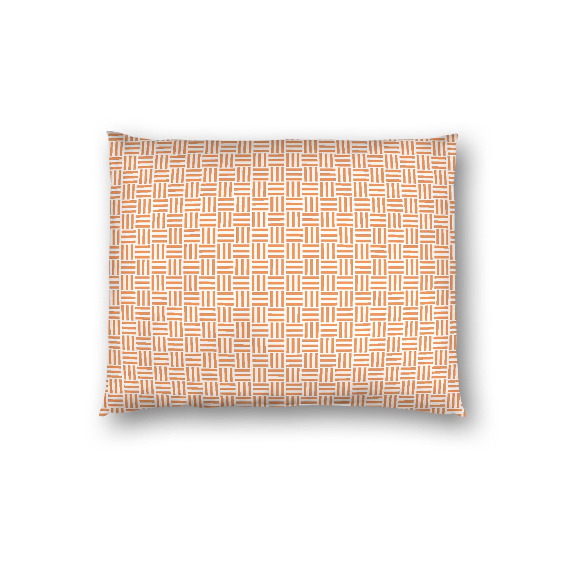 Off-white Cotton Sateen Pillow Sham, Orange Single Weave Motif Print, White Reverse Side, Standard - 20 x 26 inches