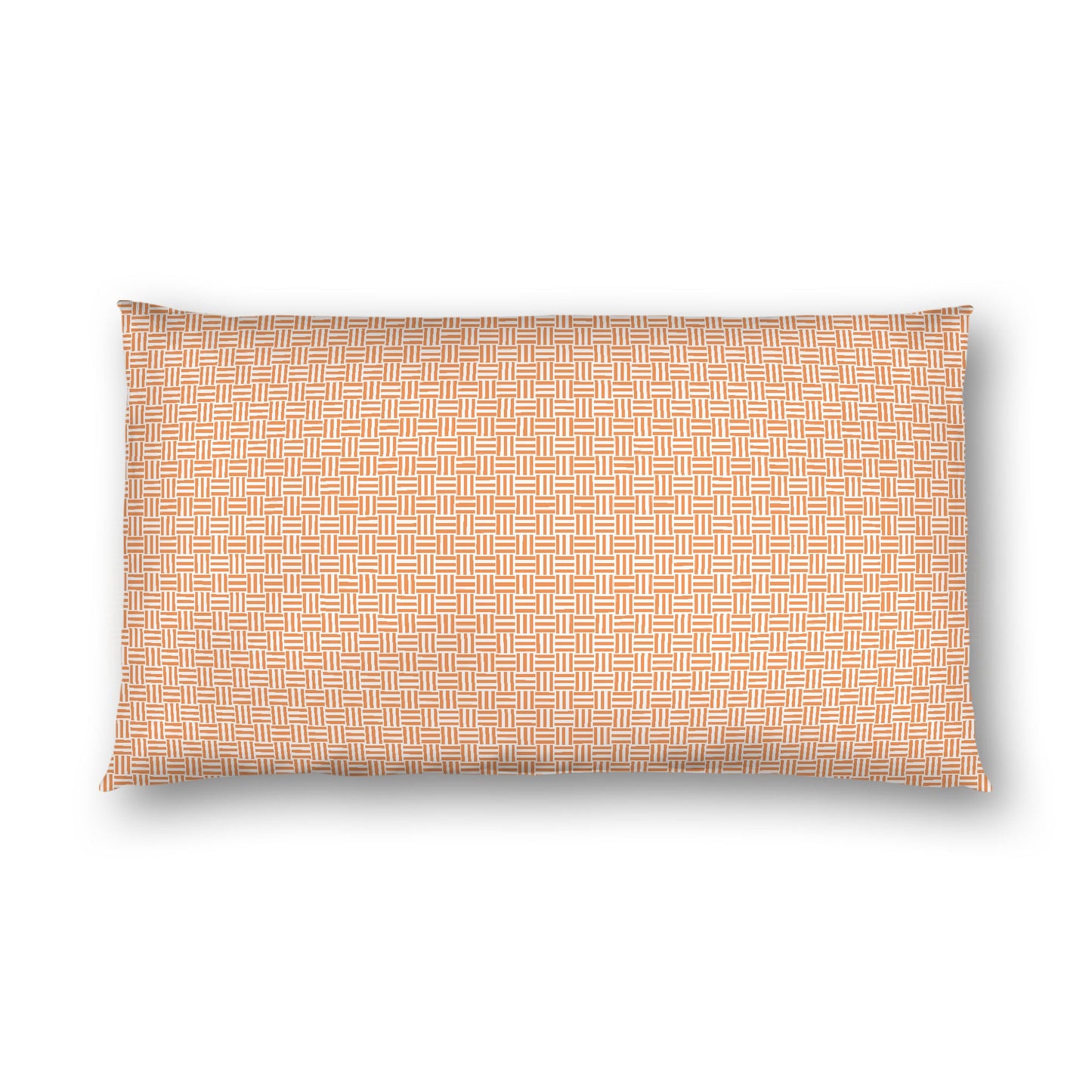 Off-white Cotton Sateen Pillow Sham, Orange Double Weave Motif Print, White Reverse Side, King - 20 x 36 inches