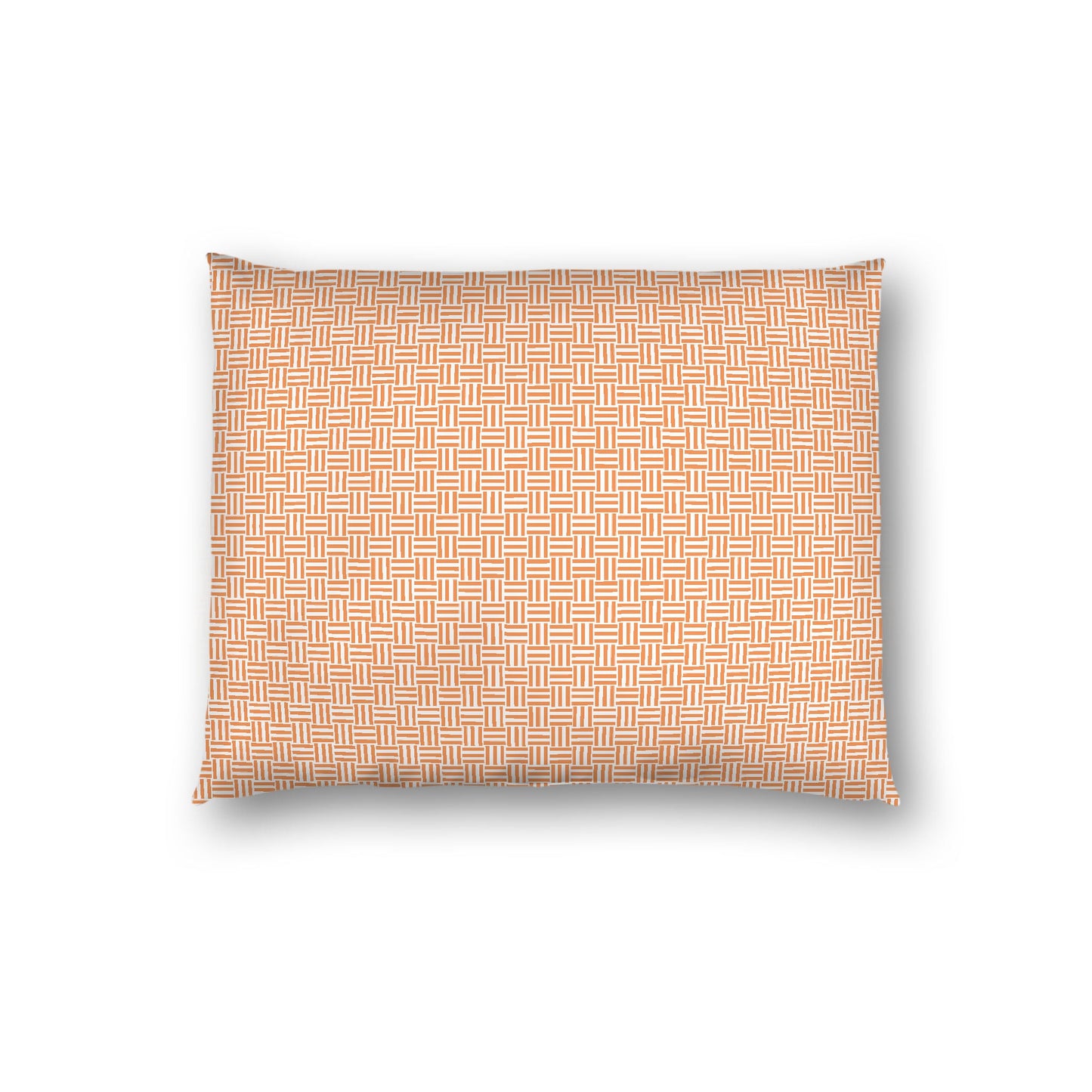 Off-white Cotton Sateen Pillow Sham, Orange Double Weave Motif Print, White Reverse Side, Standard - 20 x 26 inches