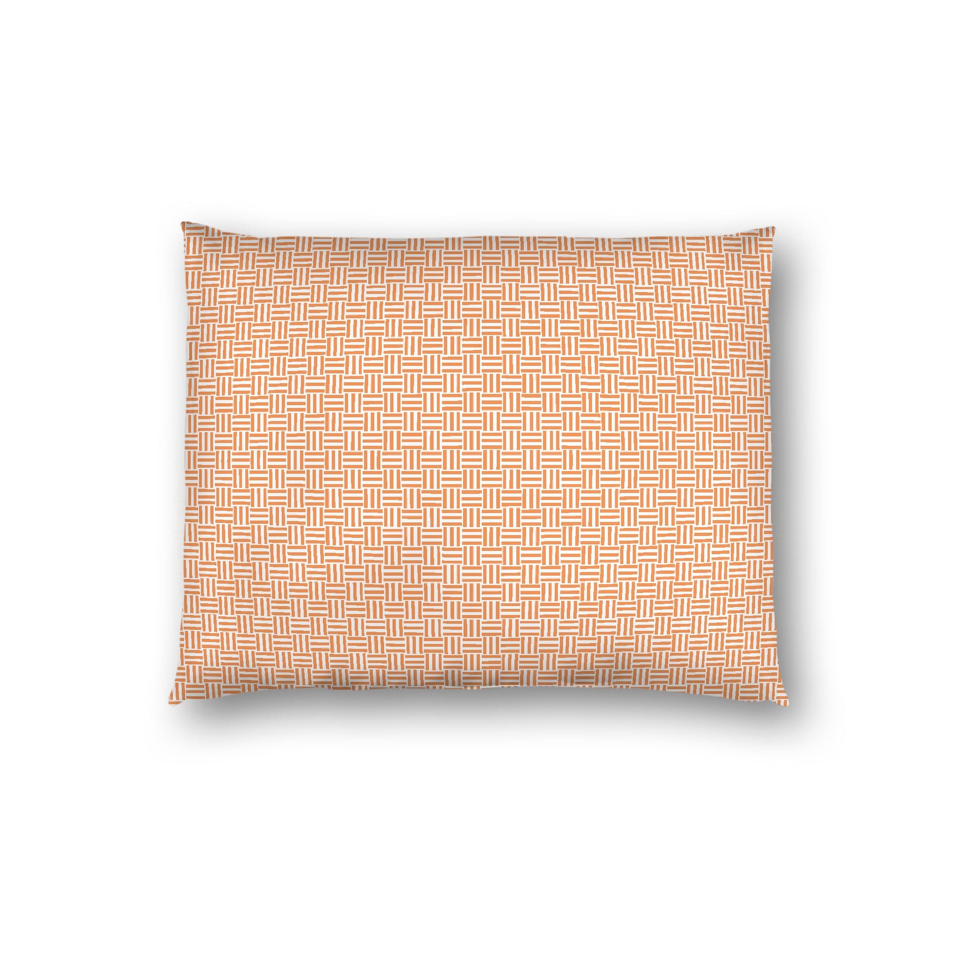 Off-white Cotton Sateen Pillow Sham, Orange Double Weave Motif Print, White Reverse Side, Standard - 20 x 26 inches