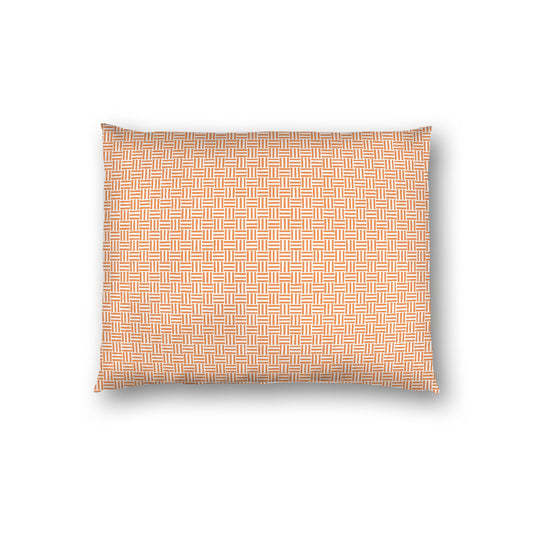 Off-white Cotton Sateen Pillow Sham, Orange Double Weave Motif Print, White Reverse Side, Standard - 20 x 26 inches