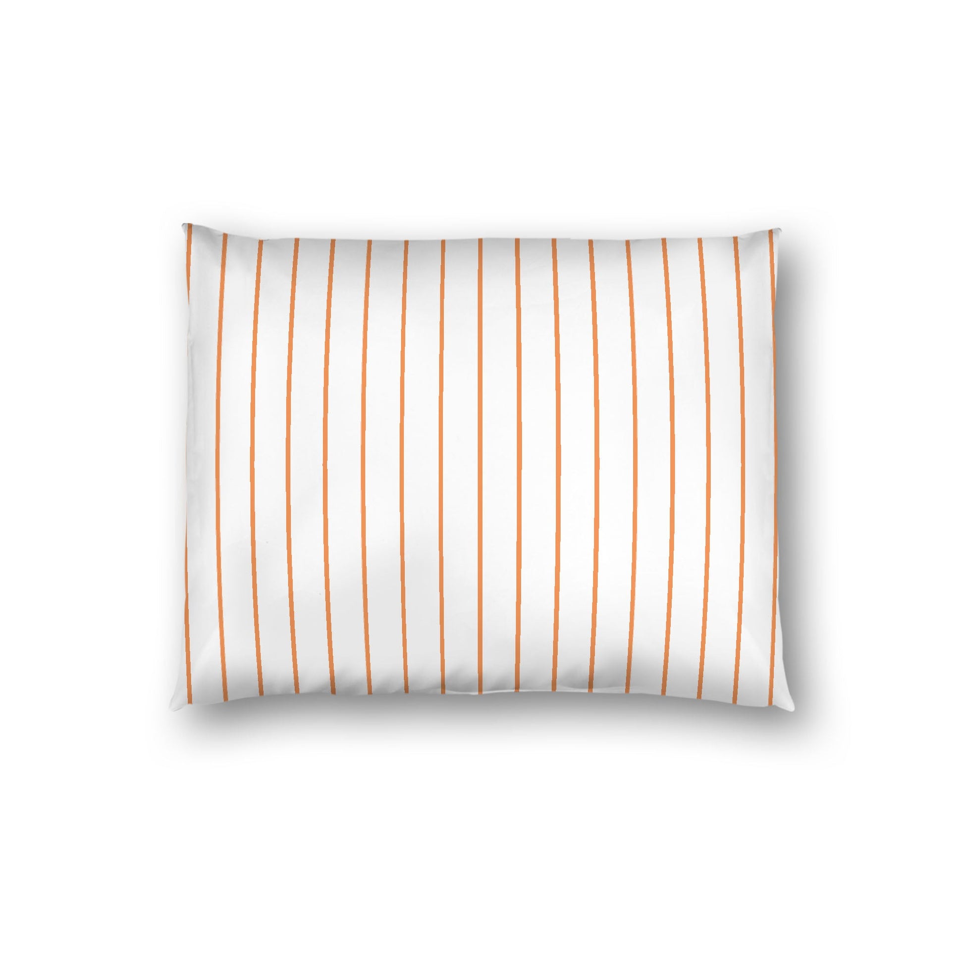 Off-white Cotton Sateen Sham, Orange Stripes on Front, White Reverse Side, Standard - 20 x 26 inches