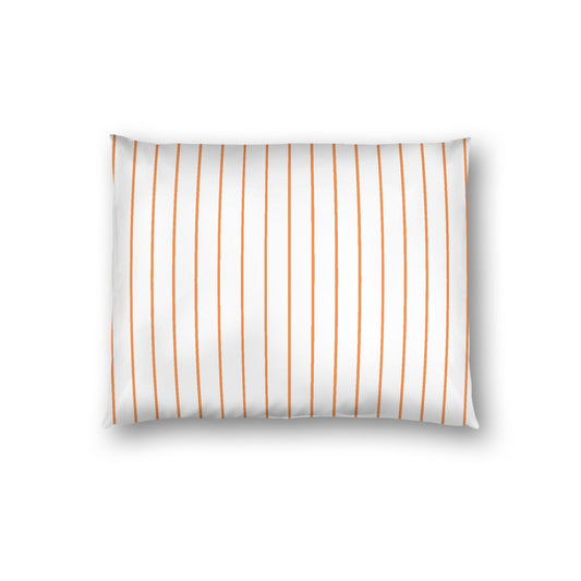 Off-white Cotton Sateen Sham, Orange Stripes on Front, White Reverse Side, Standard - 20 x 26 inches