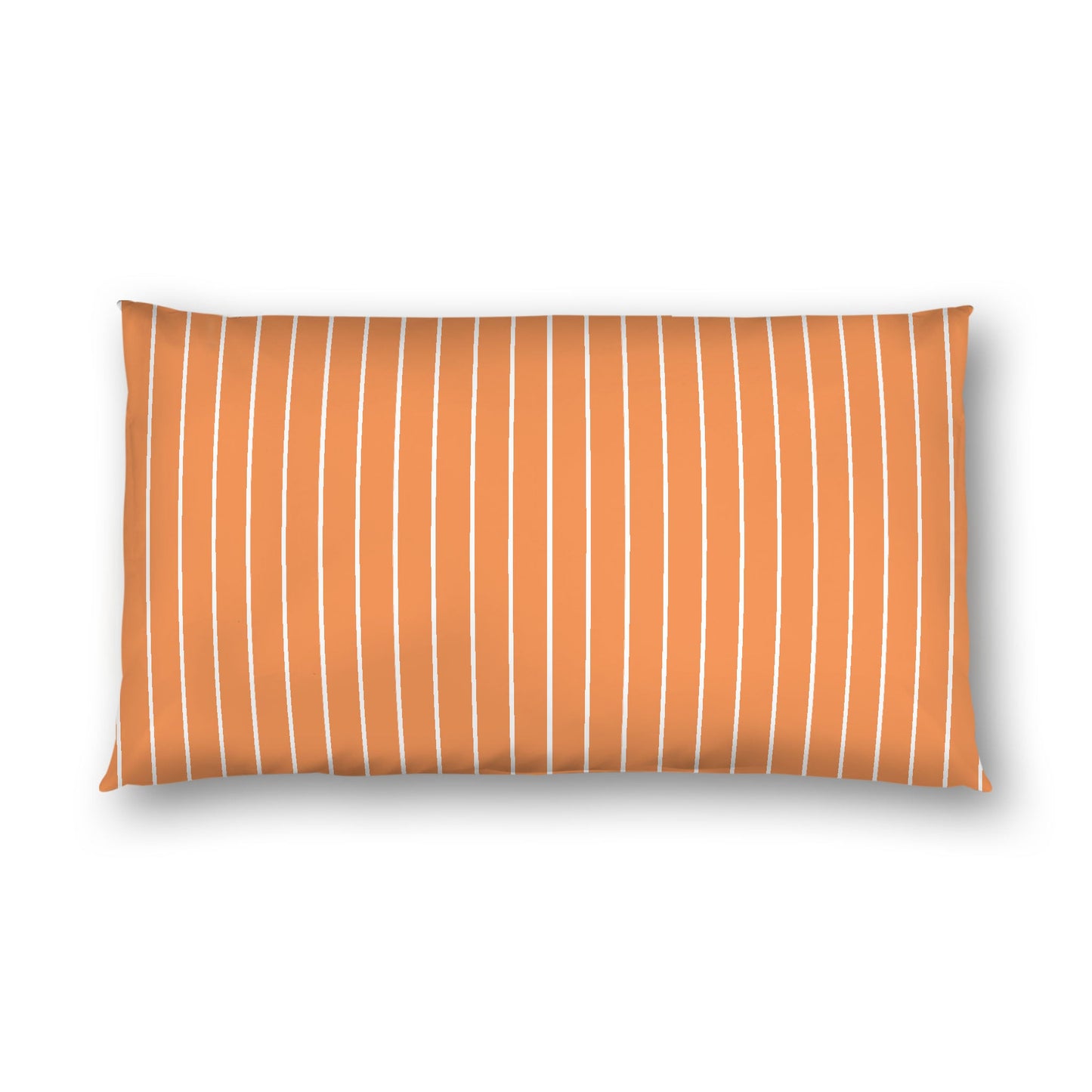 Orange Cotton Sateen Sham, Off-white Stripes on Front, White Reverse Side, King - 20 x 36 inches