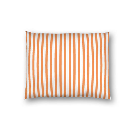 Off-white Cotton Sateen Sham, Thin Orange Bars on Front, White Reverse Side, Standard - 20 x 26 inches