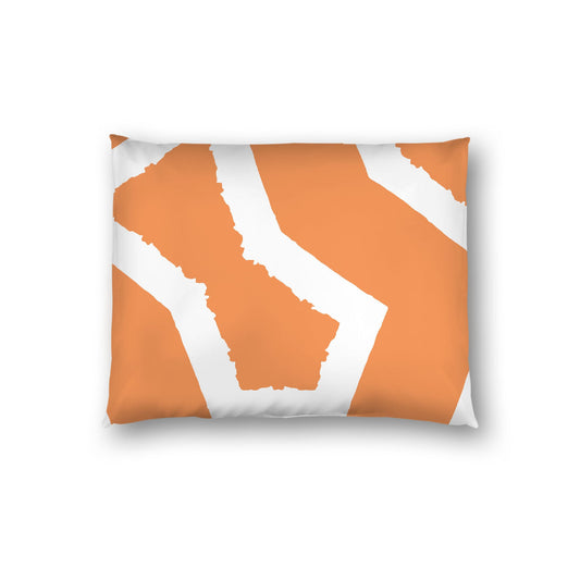 Orange Cotton Sateen Sham, Bold Off-white Graphic on Front, White Reverse Side, Standard - 20 x 26 inches