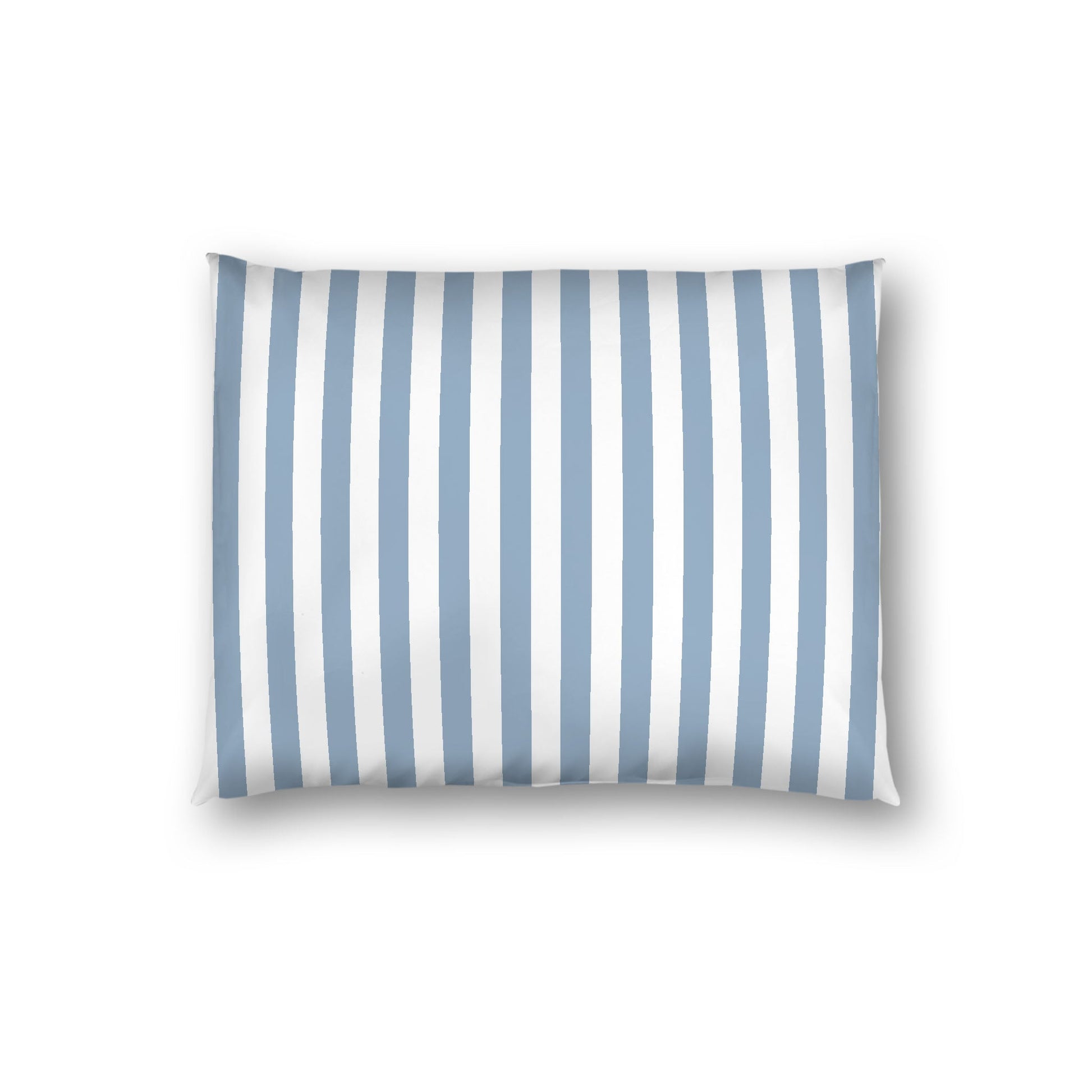 Off-white Cotton Sateen Sham, Blue Bars on Front, White Reverse Side, Standard - 20 x 26 inches
