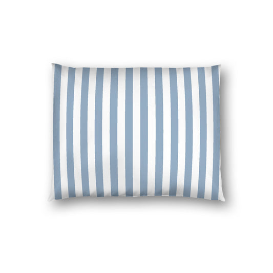 Off-white Cotton Sateen Sham, Blue Bars on Front, White Reverse Side, Standard - 20 x 26 inches