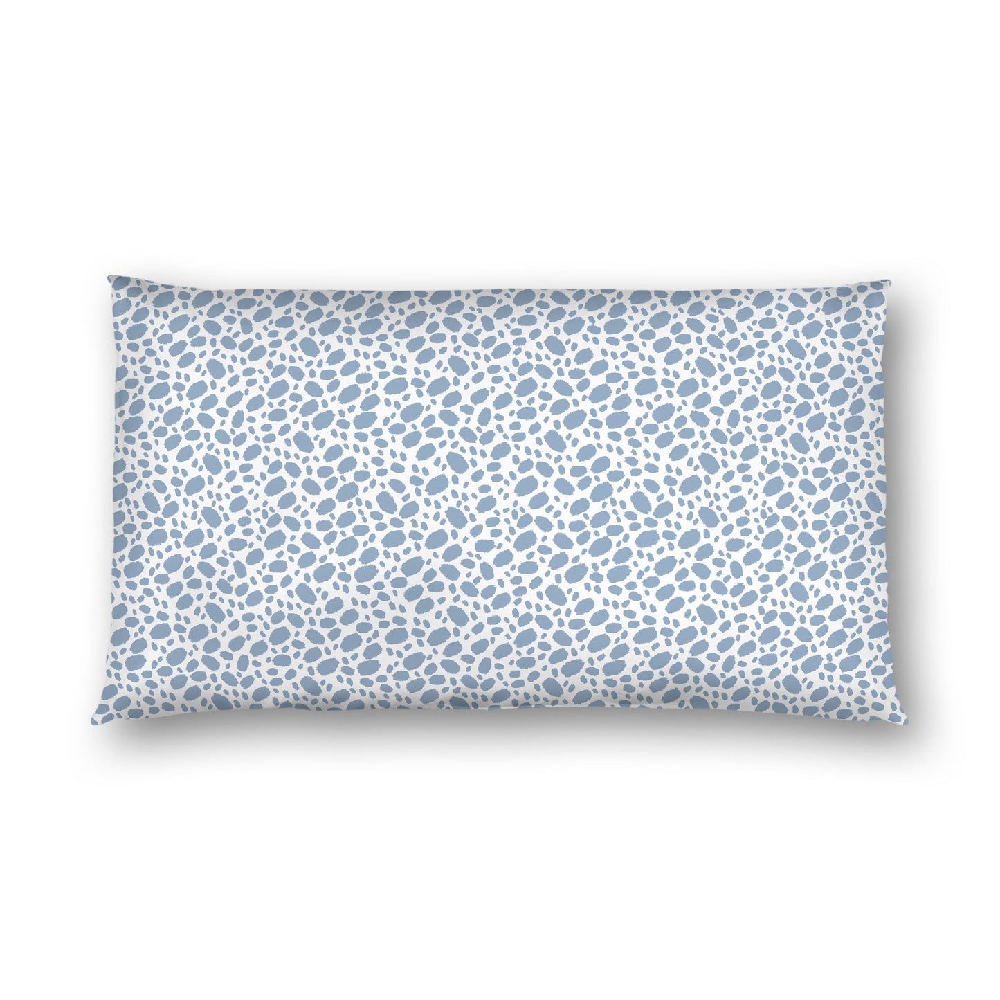 Off-white Cotton Sateen Pillow Sham, Blue Hand-painted Dab Motif Print, Off-white Revese Side, King - 20 x 36 inches