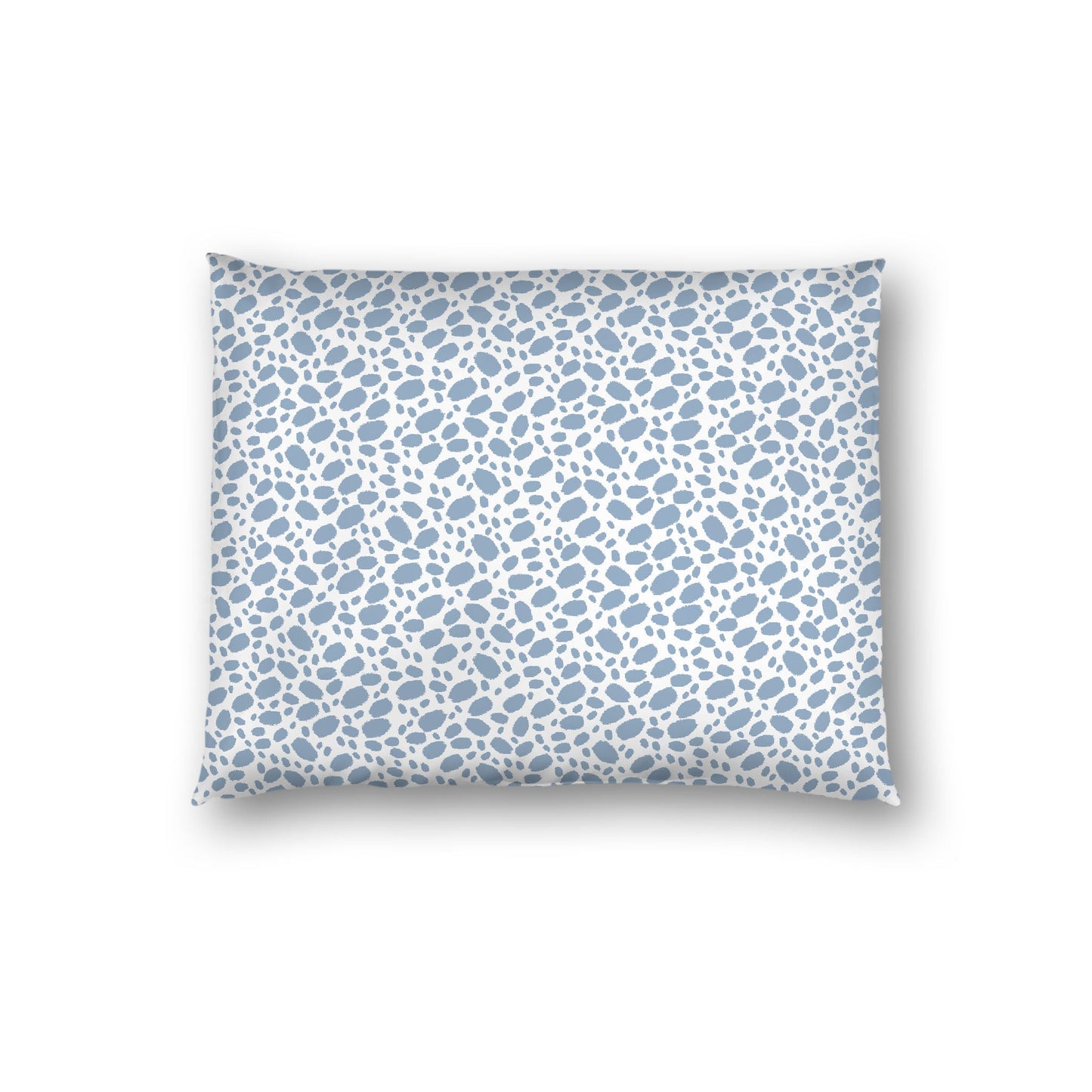 Off-white Cotton Sateen Pillow Sham, Blue Hand-painted Dab Motif Print, Off-white Revese Side, Standard - 20 x 26 inches