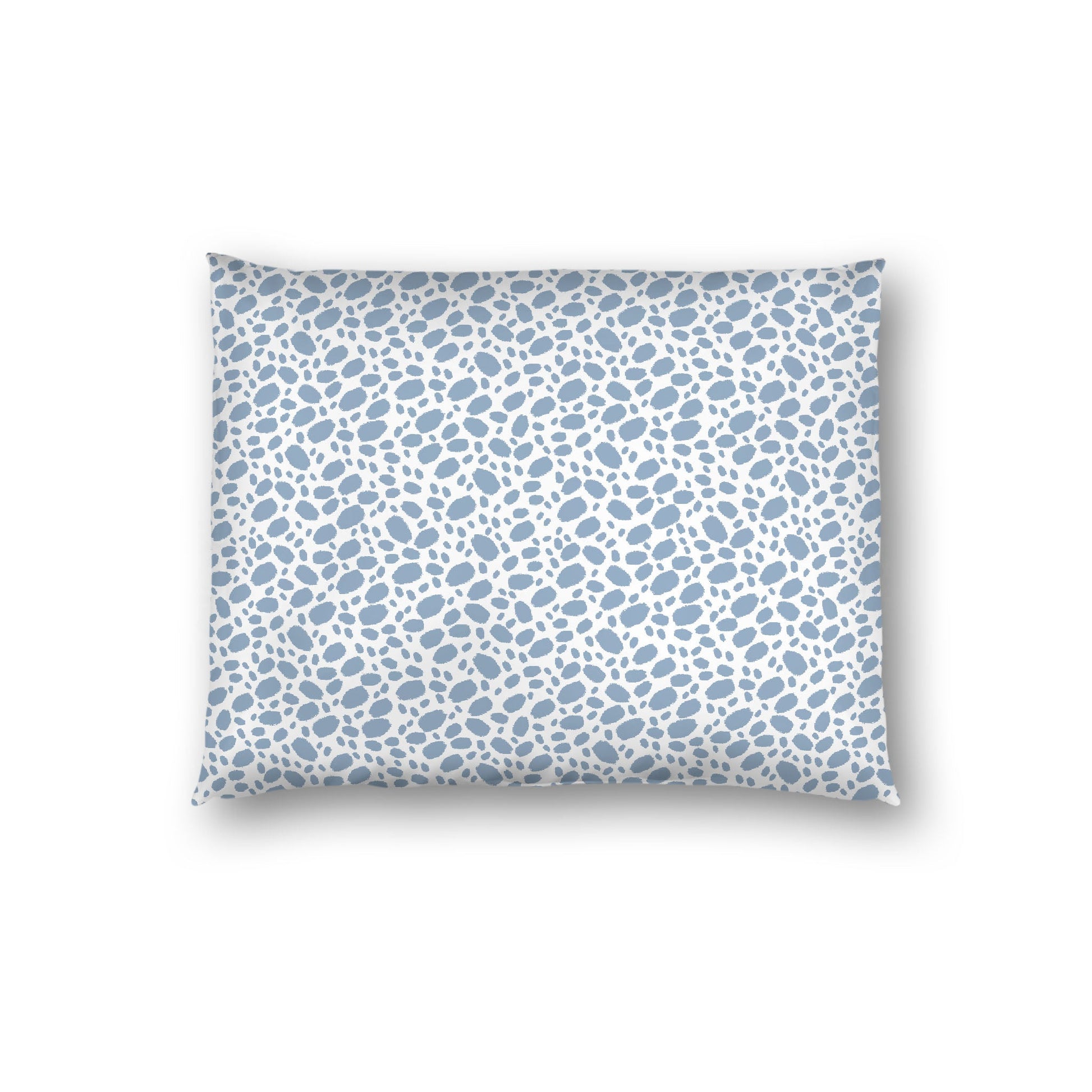 Off-white Cotton Sateen Pillow Sham, Blue Hand-painted Dab Motif Print, Off-white Revese Side, Standard - 20 x 26 inches