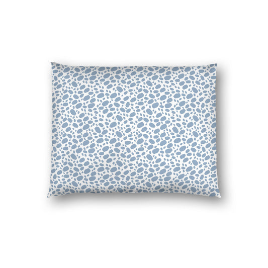 Off-white Cotton Sateen Pillow Sham, Blue Hand-painted Dab Motif Print, Off-white Revese Side, Standard - 20 x 26 inches