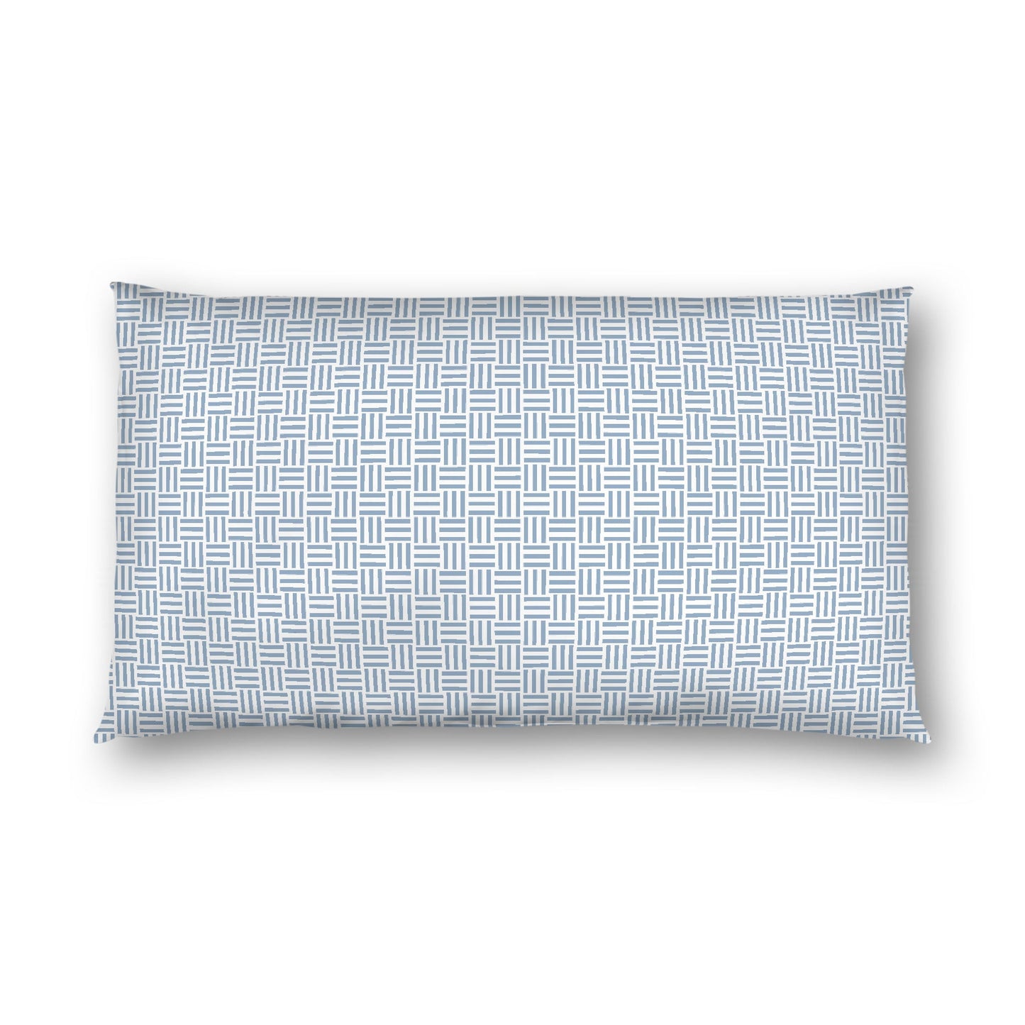 Off-white Cotton Sateen Pillow Sham, Blue Single Weave Motif Print, White Reverse Side, King - 20 x 36 inches