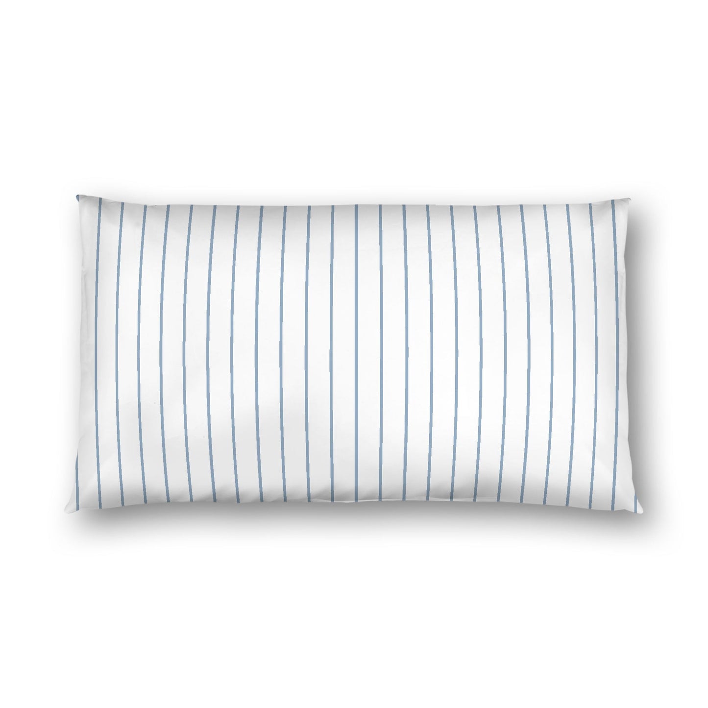 Off-white Cotton Sateen Sham, Blue Stripes on Front, White Reverse Side, King - 20 x 36 inches