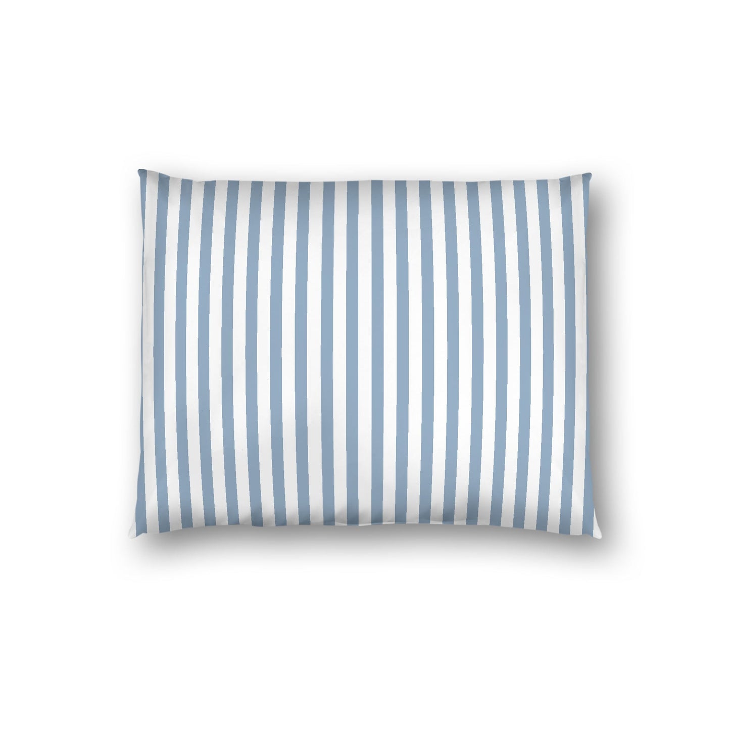 Off-white Cotton Sateen Sham, Thin Blue Bars on Front, White Reverse Side, Standard - 20 x 26 inches