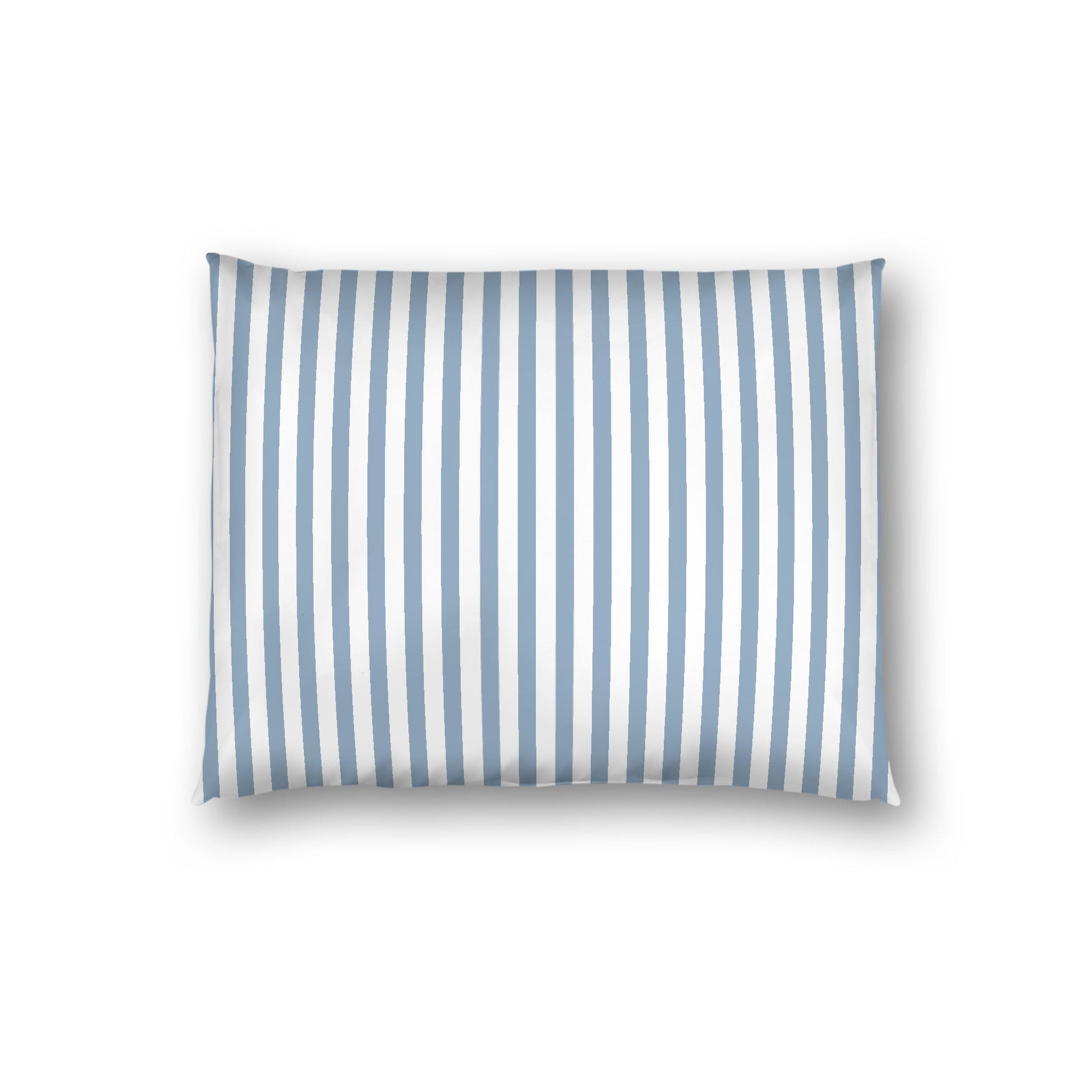 Off-white Cotton Sateen Sham, Thin Blue Bars on Front, White Reverse Side, Standard - 20 x 26 inches