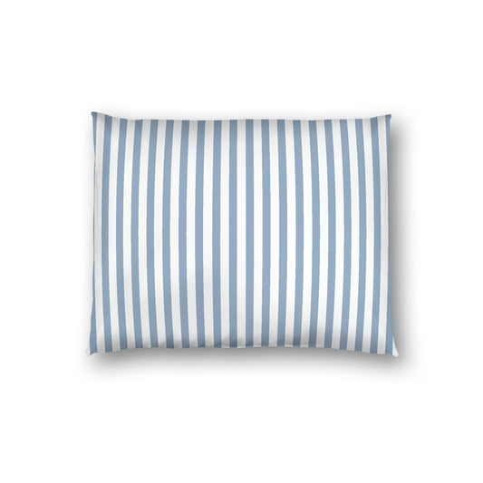 Off-white Cotton Sateen Sham, Thin Blue Bars on Front, White Reverse Side, Standard - 20 x 26 inches