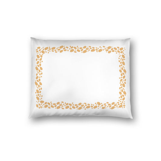 Off-white Cotton Sateen Pillow Sham, Pale Orange Hand-painted Dab Motif Print, Classic Border, White Reverse Side, Standard - 20 x 26 inches
