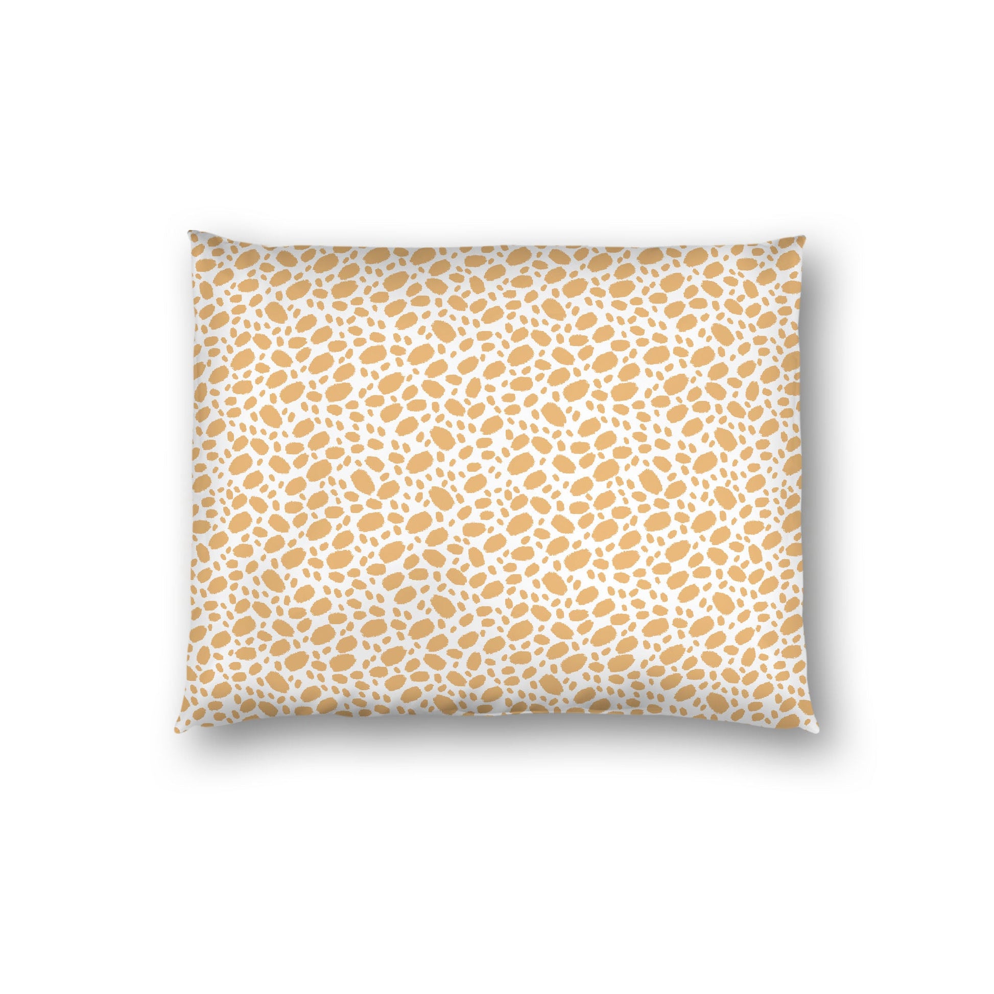 Off-white Cotton Sateen Pillow Sham, Pale Orange Hand-painted Dab Motif Print, Off-white Revese Side, Standard - 20 x 26 inches