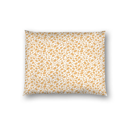Off-white Cotton Sateen Pillow Sham, Pale Orange Hand-painted Dab Motif Print, Off-white Revese Side, Standard - 20 x 26 inches