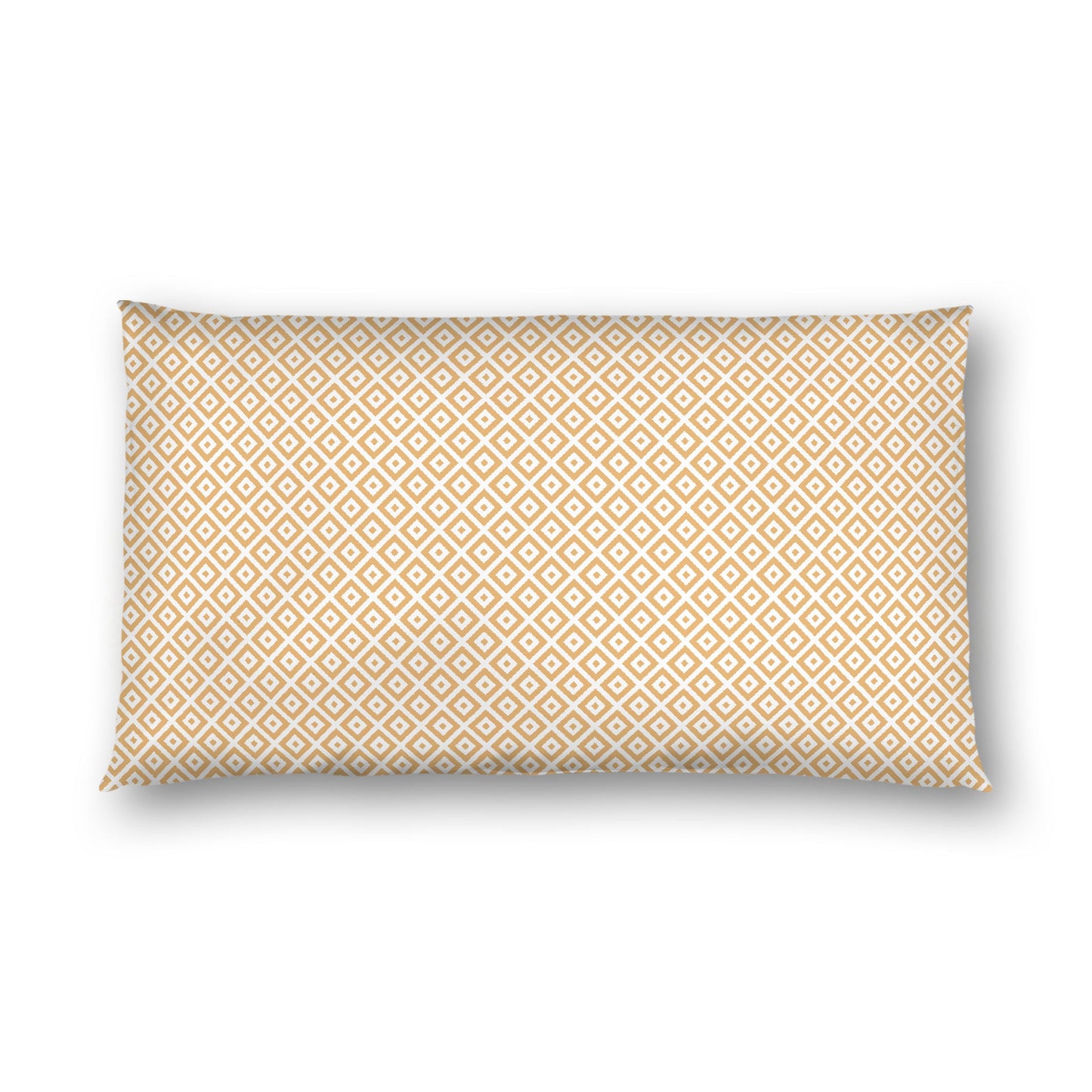 Off-white Cotton Sateen Pillow Sham, Pale Orange Repeating Square Motif Print, Off-white Revese Side, King - 20 x 36 inches
