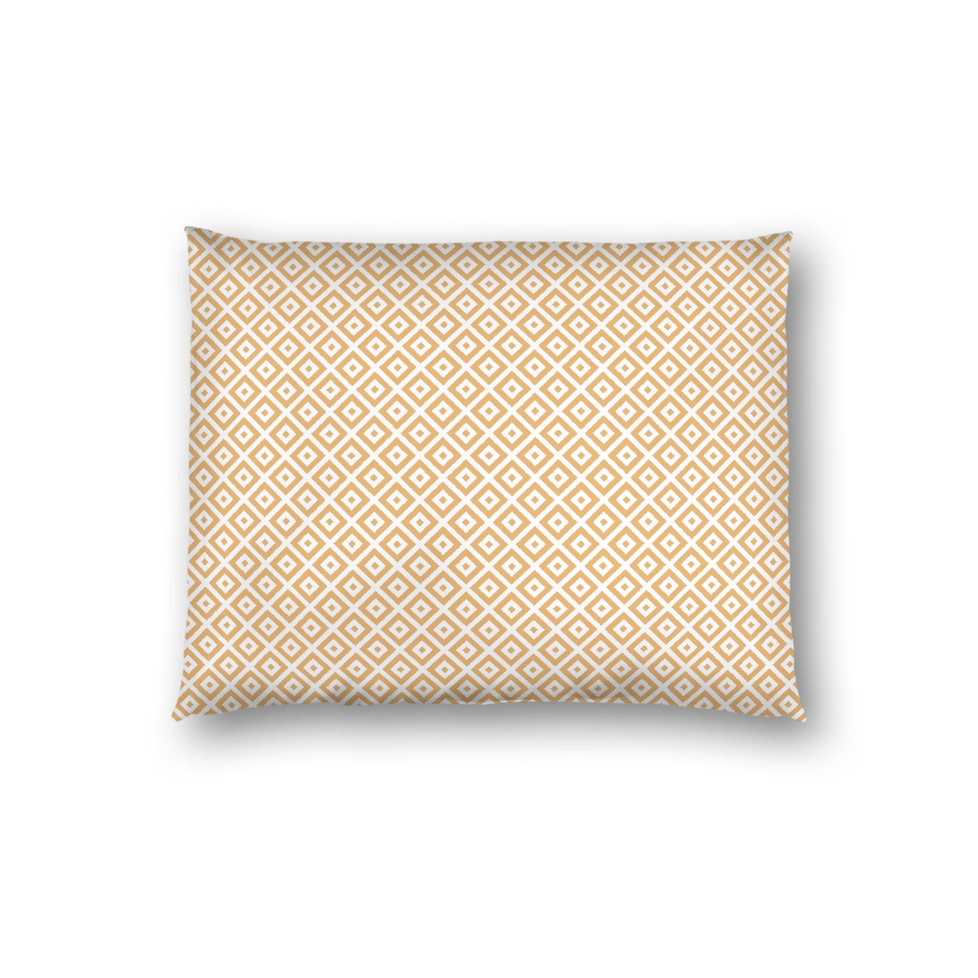 Off-white Cotton Sateen Pillow Sham, Pale Orange Repeating Square Motif Print, Off-white Revese Side, Standard - 20 x 26 inches