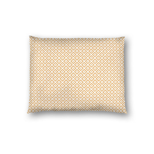 Off-white Cotton Sateen Pillow Sham, Pale Orange Repeating Square Motif Print, Off-white Revese Side, Standard - 20 x 26 inches
