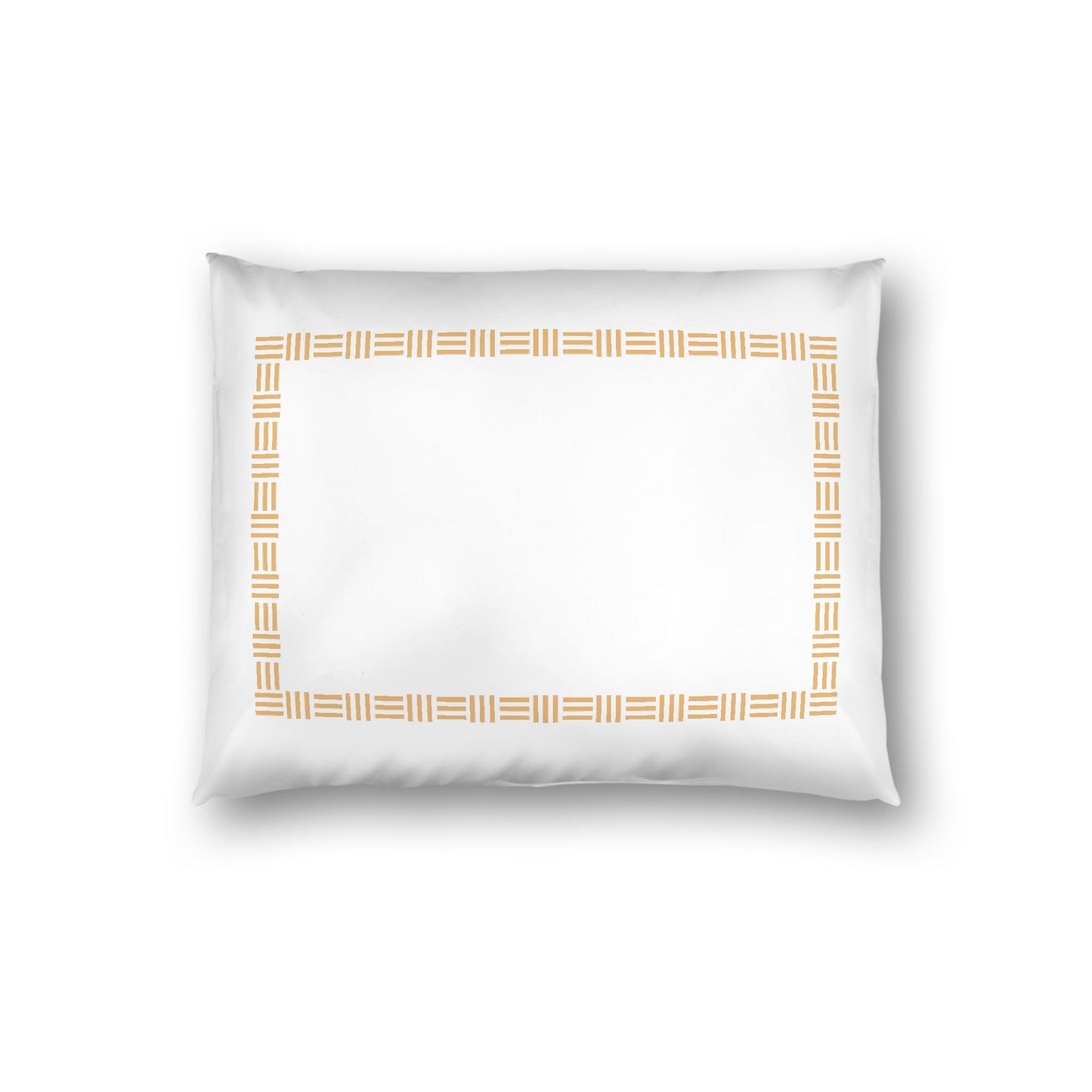 Off-white Cotton Sateen Pillow Sham, Pale Orange Single Weave Motif Print, Classic Border, White Reverse Side, Standard - 20 x 26 inches