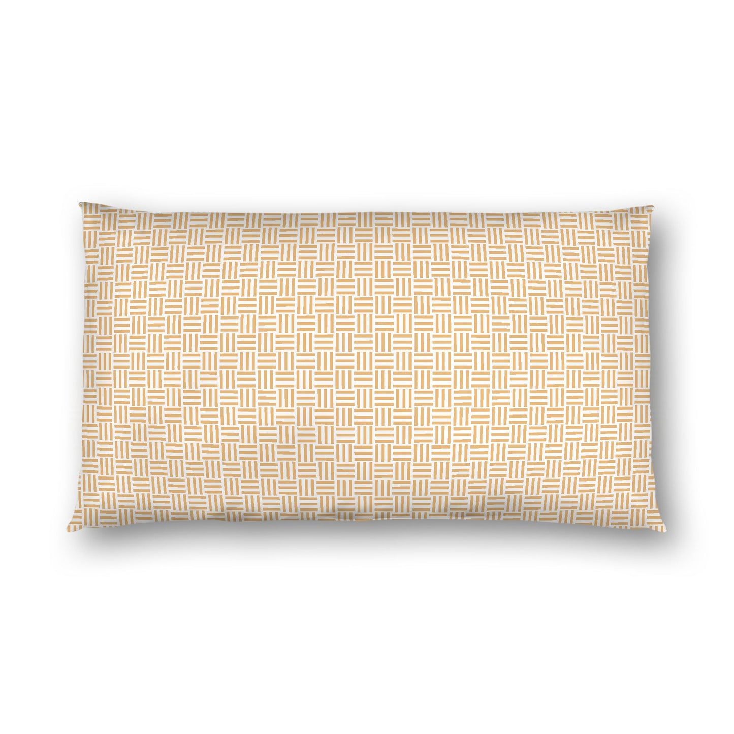 Off-white Cotton Sateen Pillow Sham, Pale Orange Single Weave Motif Print, White Reverse Side, King - 20 x 36 inches