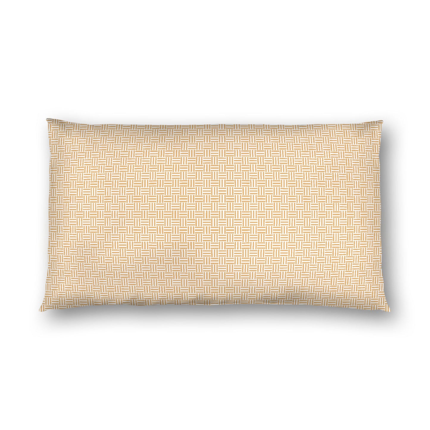 Off-white Cotton Sateen Pillow Sham, Pale Orange Double Weave Motif Print, White Reverse Side, King - 20 x 36 inches