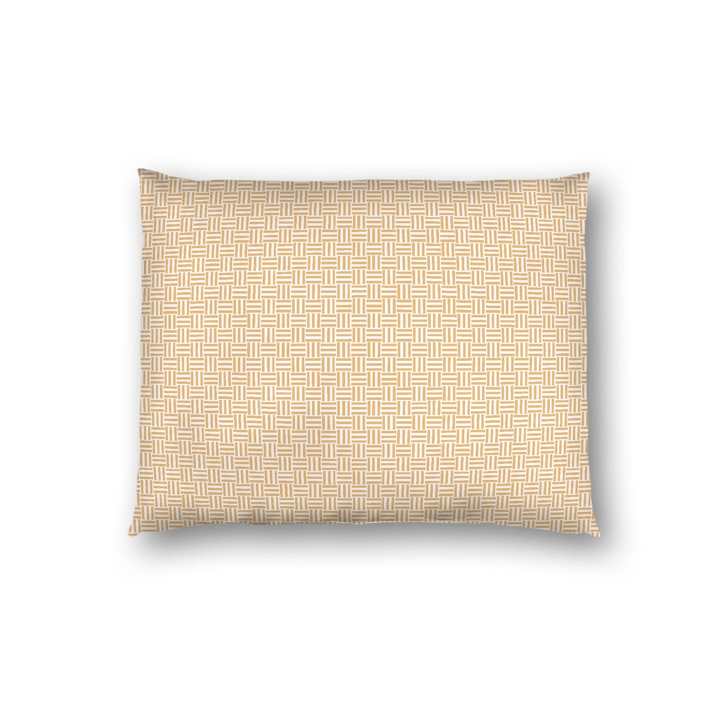 Off-white Cotton Sateen Pillow Sham, Pale Orange Double Weave Motif Print, White Reverse Side, Standard - 20 x 26 inches