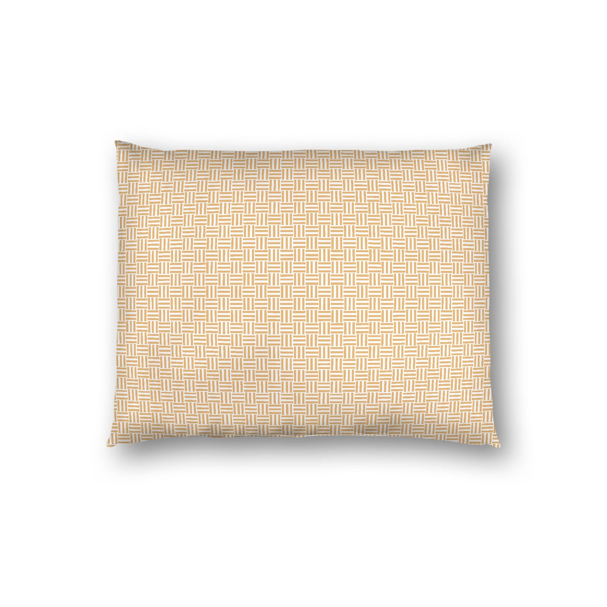 Off-white Cotton Sateen Pillow Sham, Pale Orange Double Weave Motif Print, White Reverse Side, Standard - 20 x 26 inches