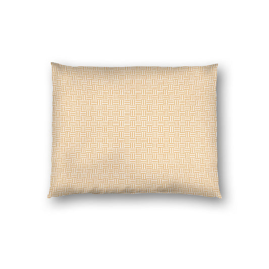 Off-white Cotton Sateen Pillow Sham, Pale Orange Double Weave Motif Print, White Reverse Side, Standard - 20 x 26 inches