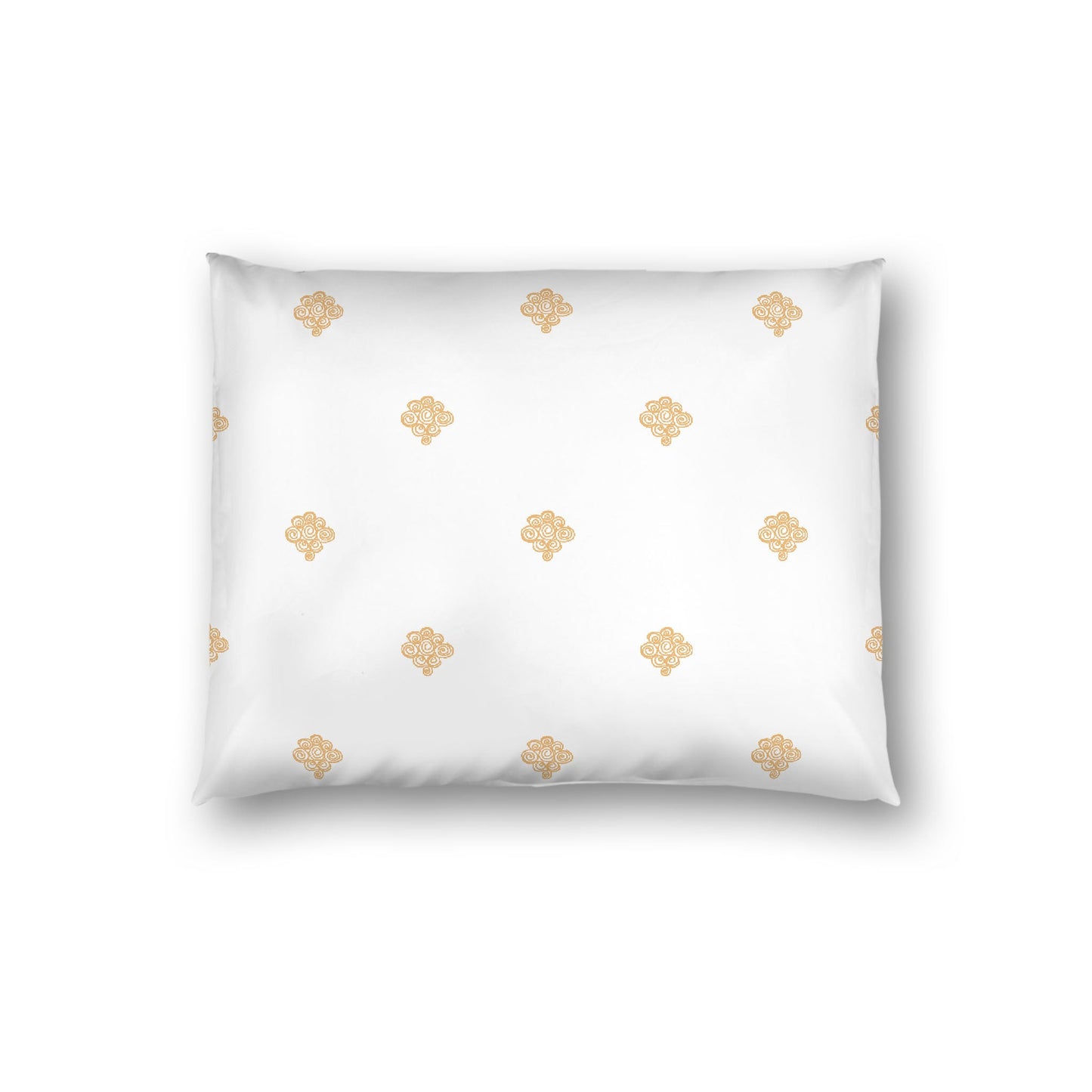 Off-white Cotton Sateen Pillow Sham, Pale Orange Hand-painted Swizzle Motif Print, White Reverse Side, Standard - 20 x 26 inches