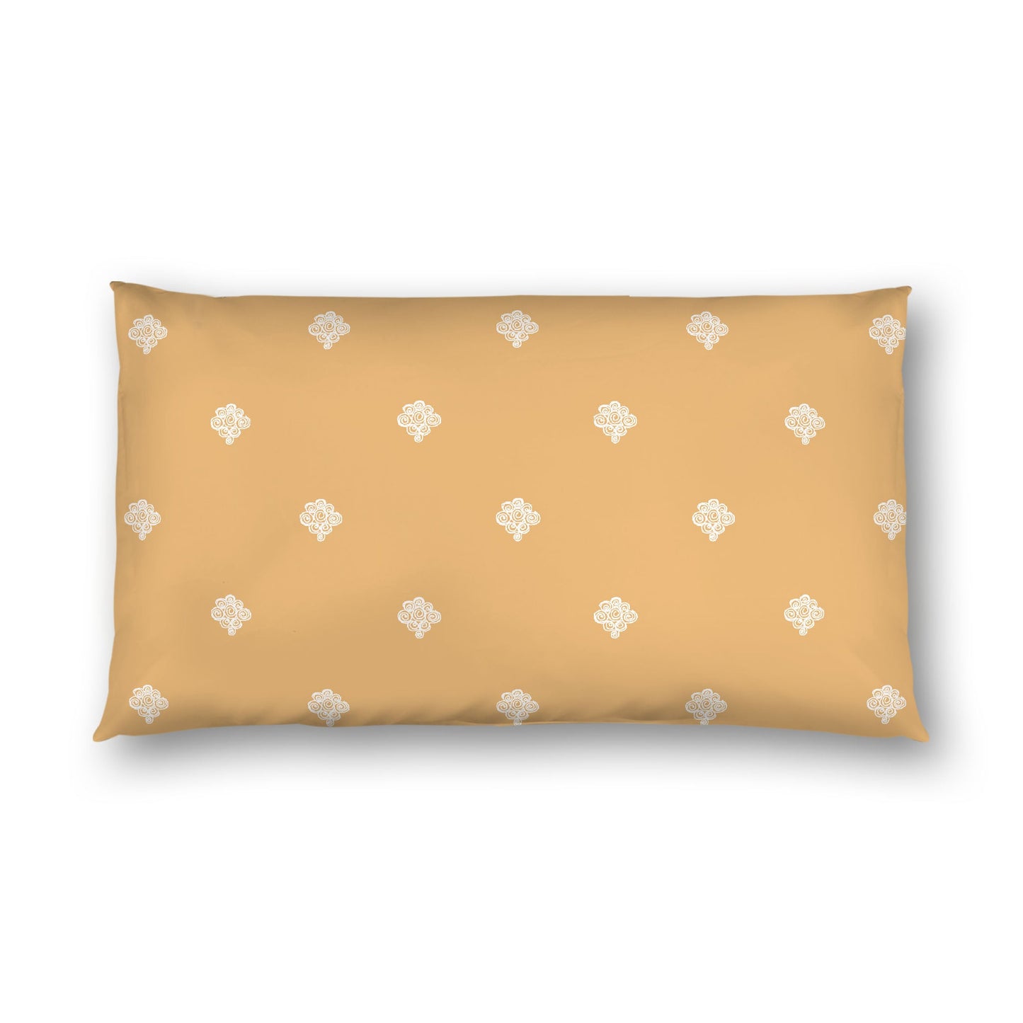 Pale Orange Cotton Sateen Pillow Sham, Off-white Hand-painted Swizzle Motif Print, White Reverse Side, King - 20 x 36 inches