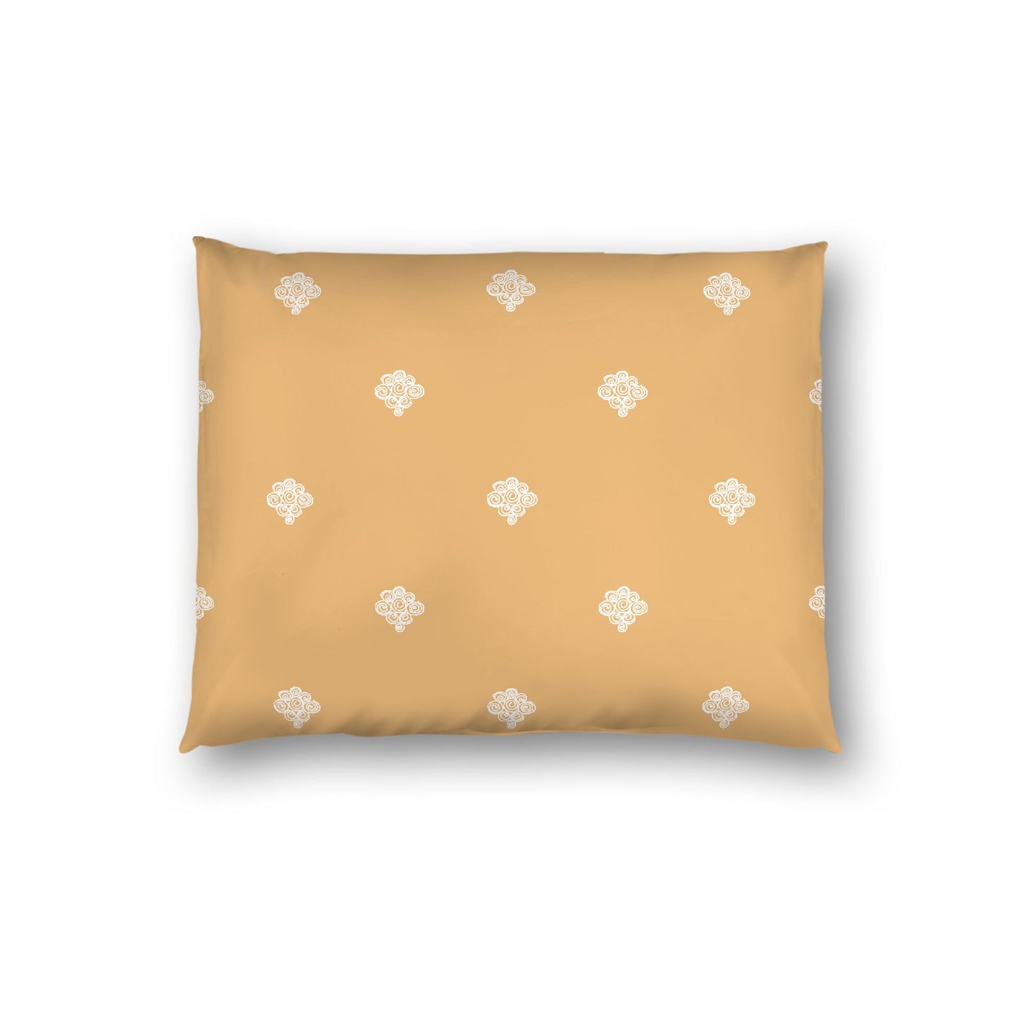 Pale Orange Cotton Sateen Pillow Sham, Off-white Hand-painted Swizzle Motif Print, White Reverse Side, Standard - 20 x 26 inches