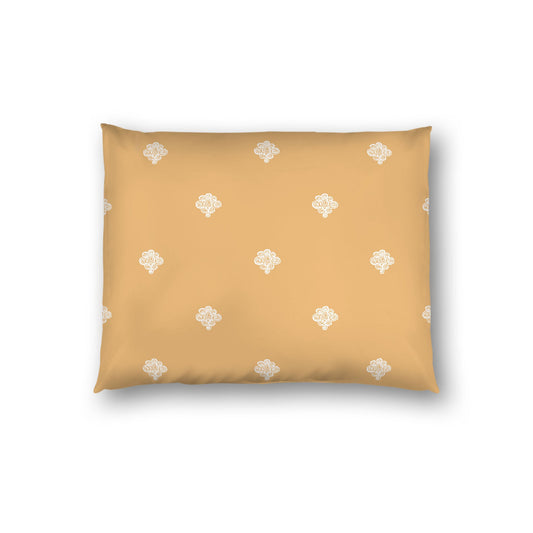 Pale Orange Cotton Sateen Pillow Sham, Off-white Hand-painted Swizzle Motif Print, White Reverse Side, Standard - 20 x 26 inches