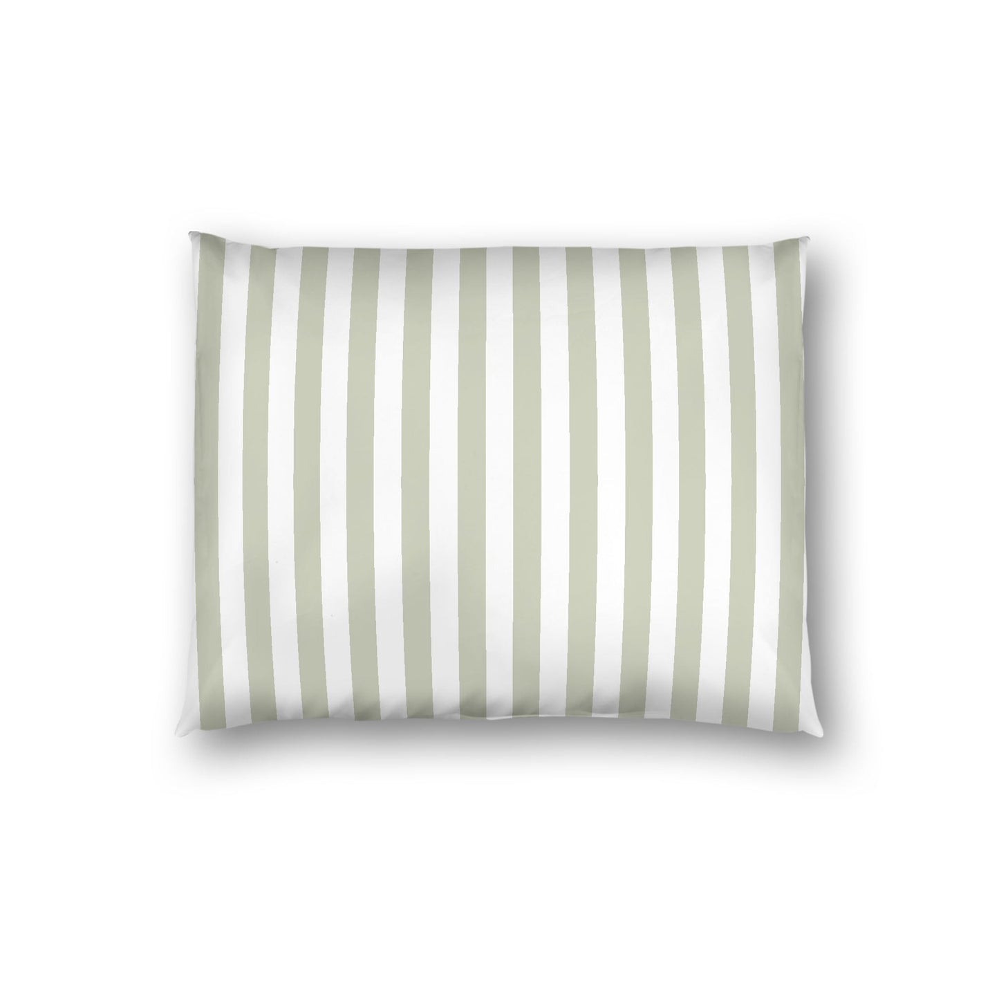 Off-white Cotton Sateen Sham, Pale Green Bars on Front, White Reverse Side, Standard - 20 x 26 inches