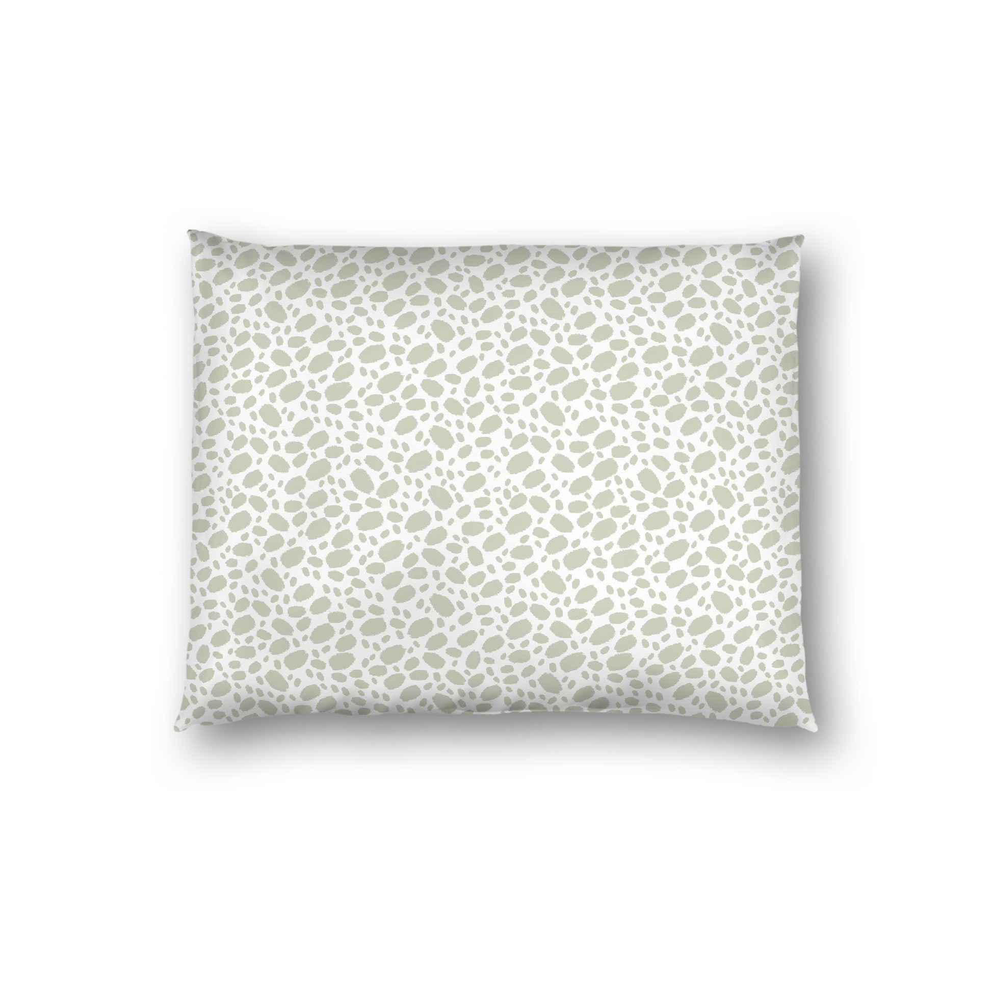 Off-white Cotton Sateen Pillow Sham, Pale Green Hand-painted Dab Motif Print, Off-white Revese Side, Standard - 20 x 26 inches