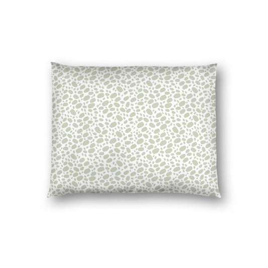 Off-white Cotton Sateen Pillow Sham, Pale Green Hand-painted Dab Motif Print, Off-white Revese Side, Standard - 20 x 26 inches
